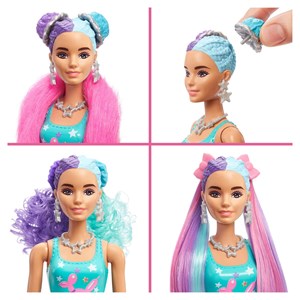 عروسک جادويی باربی با 1 حيوون خونگی همراه 25 سورپرايز مدل Mattel - Dolls - Color Reveal - Hair Swaps Doll Glittery Pink With 25 Surprises_اسباب بازی