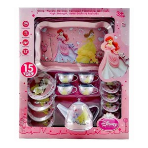 اسباب بازی ست چای خوری فلزی 15 تکه طرح دیزنی پرنسس مدل VikriDa Princess Children Metal Tin 15 Piece Tea Party Set_اسباب بازی