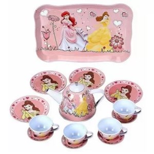 اسباب بازی ست چای خوری فلزی 15 تکه طرح دیزنی پرنسس مدل VikriDa Princess Children Metal Tin 15 Piece Tea Party Set_اسباب بازی