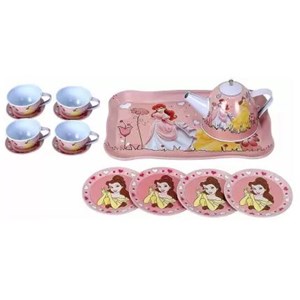اسباب بازی ست چای خوری فلزی 15 تکه طرح دیزنی پرنسس مدل VikriDa Princess Children Metal Tin 15 Piece Tea Party Set_اسباب بازی