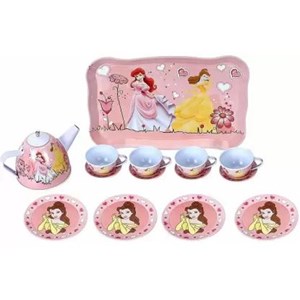 اسباب بازی ست چای خوری فلزی 15 تکه طرح دیزنی پرنسس مدل VikriDa Princess Children Metal Tin 15 Piece Tea Party Set_اسباب بازی
