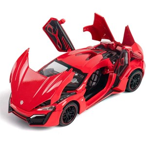 اسباب بازی ماشین فلزی لیکان هایپر اسپورت چراغدار قرمز سایز 1:24 مدل Lykan HyperSport_اسباب بازی