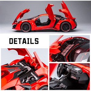 اسباب بازی ماشین فلزی لیکان هایپر اسپورت چراغدار قرمز سایز 1:24 مدل Lykan HyperSport_اسباب بازی