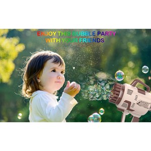 تفنگ اسباب بازی حباب ساز شارژی با 49 سوراخ به همراه محلول حباب‌دار مدل Rocket Bubble Gun_اسباب بازی