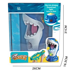 تفنگ اسباب بازی تیر توپی به همراه کوسه گرسنه مدل Shark air shooting foam ball target toys kids popper guns_اسباب بازی