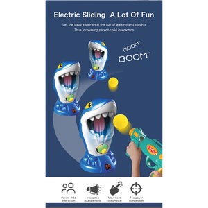 تفنگ اسباب بازی تیر توپی به همراه کوسه گرسنه مدل Shark air shooting foam ball target toys kids popper guns_اسباب بازی