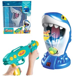 تفنگ اسباب بازی تیر توپی به همراه کوسه گرسنه مدل Shark air shooting foam ball target toys kids popper guns_اسباب بازی