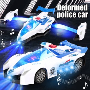 اسباب بازی موزیکال ماشین پلیس تبدیل شونده 5 بعدی مدل Police model 5D aircraft toy electric car police car toy with music light light & sound_اسباب بازی