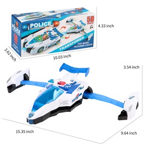 اسباب بازی موزیکال ماشین پلیس تبدیل شونده 5 بعدی مدل Police model 5D aircraft toy electric car police car toy with music light light & sound_اسباب بازی