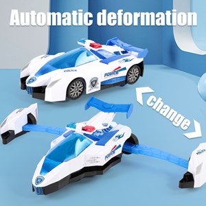 اسباب بازی موزیکال ماشین پلیس تبدیل شونده 5 بعدی مدل Police model 5D aircraft toy electric car police car toy with music light light & sound_اسباب بازی