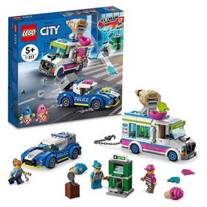 لگو سیتی ماشین پلیس و کامیون بستنی فروشی 317 قطعه مدل Lego City - Ice Cream Truck Police Chase - 60314 Building Kit_اسباب بازی