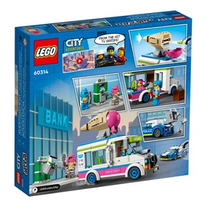 لگو سیتی ماشین پلیس و کامیون بستنی فروشی 317 قطعه مدل Lego City - Ice Cream Truck Police Chase - 60314 Building Kit_اسباب بازی