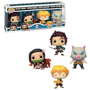 اکشن فیگور اسپشیال چهارتایی 9 سانتی فانکو پاپ شیطان کش کیمتسو نو یائیبا مدل Funko POP - Animation - Demon Slayer Kimetsu no Yaiiba - Inosuke Hashibira - Zenitsu Agatsuma - Nezuko Kamado - Tanjiro Kamado _اسباب بازی
