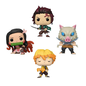 اکشن فیگور اسپشیال چهارتایی 9 سانتی فانکو پاپ شیطان کش کیمتسو نو یائیبا مدل Funko POP - Animation - Demon Slayer Kimetsu no Yaiiba - Inosuke Hashibira - Zenitsu Agatsuma - Nezuko Kamado - Tanjiro Kamado _اسباب بازی