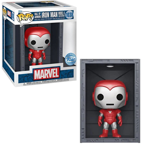 اکشن فیگور اسپشیال 9 سانتی فانکو پاپ زره مدل 8 مرد آهنی با محفظه نگهداری مدلFunko POP - Marvel - Hall of Armor - Iron Man Model 8 Silver Centurion - Bobble Head - Exclusive _اسباب بازی