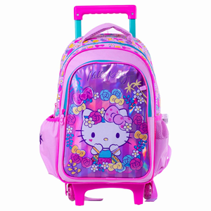 کوله پشتی چرخدار 40 سانتی هلو کیتی گلدار مدل Rainbow Max - Backpack - Trolly Bag - Hello Kitty _کیف مدرسه