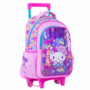 کوله پشتی چرخدار 40 سانتی هلو کیتی گلدار مدل Rainbow Max - Backpack - Trolly Bag - Hello Kitty _کیف مدرسه