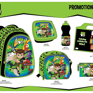 ست 45 در 1 کوله پشتی 46 سانتی بن تن مدل Rainbow Max - Backpack - Promotion Items 45 in 1 - Ben 10 _کیف مدرسه