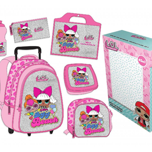 ست 45 در 1 کوله پشتی چرخدار 46 سانتی مدل Rainbow Max - Backpack - Trolly Bag - Promotion Items 45 in 1 - LOL Surprise _کیف مدرسه