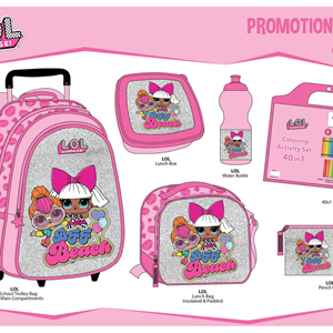 ست 45 در 1 کوله پشتی چرخدار 46 سانتی مدل Rainbow Max - Backpack - Trolly Bag - Promotion Items 45 in 1 - LOL Surprise _کیف مدرسه