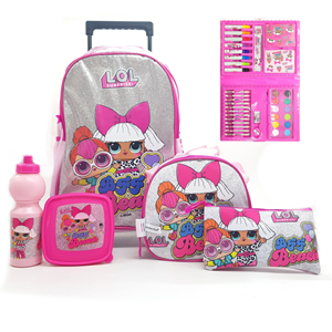 ست 45 در 1 کوله پشتی چرخدار 46 سانتی مدل Rainbow Max - Backpack - Trolly Bag - Promotion Items 45 in 1 - LOL Surprise _کیف مدرسه
