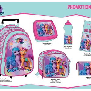 ست 12 در 1 کوله پشتی چرخدار 46 سانتی مای لیتل پونی مدل Rainbow Max - Backpack - Trolly Bag - Promotion Items 12 in 1 - My Little Pony _کیف مدرسه
