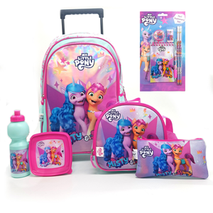 ست 12 در 1 کوله پشتی چرخدار 46 سانتی مای لیتل پونی مدل Rainbow Max - Backpack - Trolly Bag - Promotion Items 12 in 1 - My Little Pony _کیف مدرسه