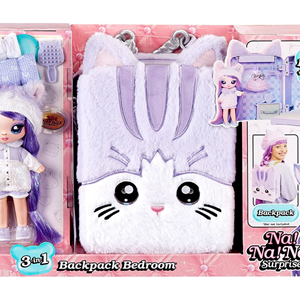 عروسک ست 3 در 1 نانانا سورپرایز Na! Na! Na! Surprise سری BackPack مدل MGA - Na! Na! Na! Surprise Fuzzy Lavender Kitty _اسباب بازی