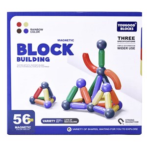 اسباب بازی مگنت مغناطیسی مدل MAGNETIC BLOCK BUILDING کد 100 مجموعه 56 عددی_اسباب بازی