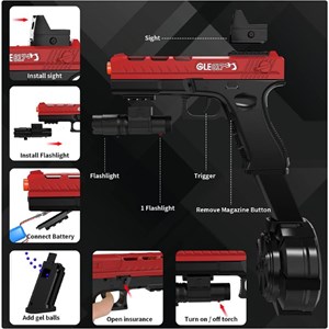 تفنگ اسباب بازی کلت تیر ژله ای سه خشاب شارژی مدل Glock 817 Gel Blaster_اسباب بازی