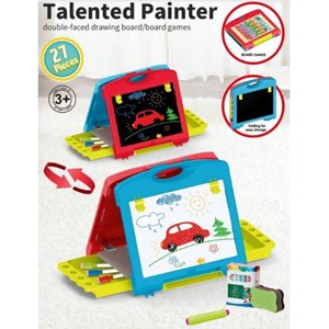 تخته نقاشی دو طرفه به همراه صفحه بازی 27 قطعه مدل Talented Painter Double Face Drawing Board For Kids_اسباب بازی