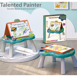 تخته نقاشی پایه دار دو طرفه مگنتی به همراه صفحه بازی 52 قطعه مدل Talented Painter Drawing Sketch board_اسباب بازی
