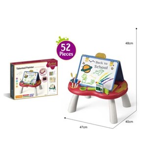 تخته نقاشی پایه دار دو طرفه مگنتی به همراه صفحه بازی 52 قطعه مدل Talented Painter Drawing Sketch board_اسباب بازی