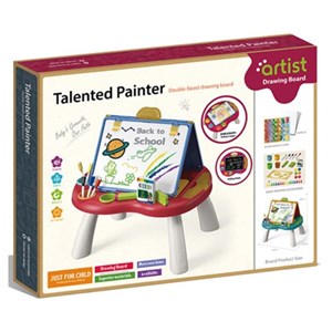 تخته نقاشی پایه دار دو طرفه مگنتی به همراه صفحه بازی 52 قطعه مدل Talented Painter Drawing Sketch board_اسباب بازی