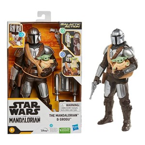اکشن فیگور 30 سانتی مندلورین به همراه بیبی یودا مدل Hasbro - Star Wars - Galactic Action - The Mandalorian and Grogu Interactive Electronic 12-Inch-Scale Figures_اسباب بازی