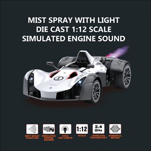 ماشین کنترلی مسابقه دودزا سفید مقیاس 1:12 مدل RC Die-Cast Spray Racing Car MZ2034_اسباب بازی