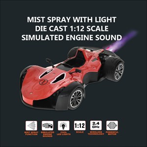 ماشین کنترلی مسابقه دودزا قرمز مقیاس 1:12 مدل RC Die-Cast Spray Racing Car MZ2034_اسباب بازی