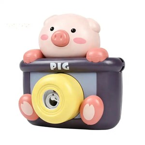 دستگاه حباب ساز دوربینی طرح خوک Camera Plastic Bubble Toy With Light Music_اسباب بازی