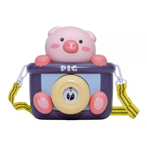دستگاه حباب ساز دوربینی طرح خوک Camera Plastic Bubble Toy With Light Music_اسباب بازی