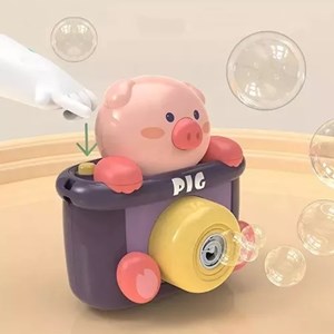 دستگاه حباب ساز دوربینی طرح خوک Camera Plastic Bubble Toy With Light Music_اسباب بازی