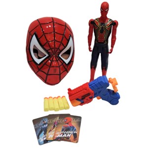 ست اسباب بازی تفنگ، فیگور و ماسک چراغدار و موزیکال اسپایدرمن (مرد عنکبوتی)_اسباب بازی