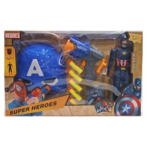 ست اسباب بازی تفنگ، فیگور و ماسک چراغدار و موزیکال کاپیتان آمریکا_اسباب بازی