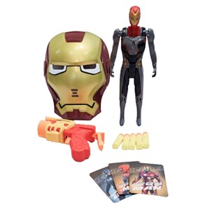 ست اسباب بازی تفنگ، فیگور و ماسک چراغدار و موزیکال مرد آهنی_اسباب بازی