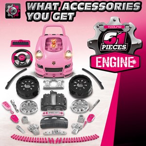 ماشین اسباب بازی ریموت دار موتور مستر Motor Master مدل کاپوت پورشه صورتی Kids Engine Toy_اسباب بازی