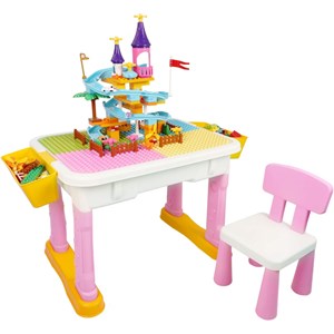 میز و صندلی لگو بازی همراه با 84 قطعه لگو ( میز چند کاره همراه با صندلی ) مدل Block Tables lxA907_اسباب بازی