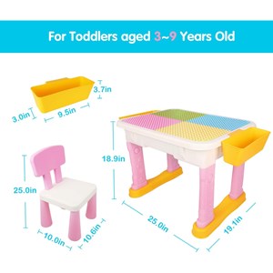 میز و صندلی لگو بازی همراه با 84 قطعه لگو ( میز چند کاره همراه با صندلی ) مدل Block Tables lxA907_اسباب بازی