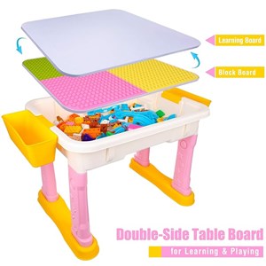 میز و صندلی لگو بازی همراه با 84 قطعه لگو ( میز چند کاره همراه با صندلی ) مدل Block Tables lxA907_اسباب بازی