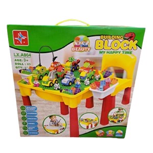 میز و صندلی لگو بازی همراه با 67 قطعه لگو ( میز چند کاره همراه با صندلی ) مدل lxA864_اسباب بازی