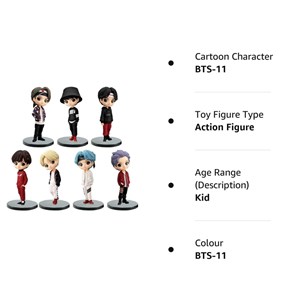 اکشن فیگور 16 سانتی گروه بی تی اس کیوپاسکت مجموعه 7 عددی BTS Standing Action Figure_اسباب بازی