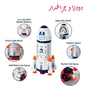 اسباب بازی موشک فضاپیما دودزا طرح فضانوردان با اسکوتر کد H201A مجموعه 3 عددی_اسباب بازی